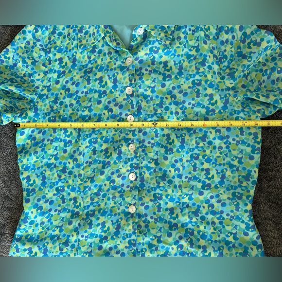 Stonebridge Women's Blue Green Patterned Button Up Blouse, 3/4 Sleeve, Size 12 - Picture 8 of 8